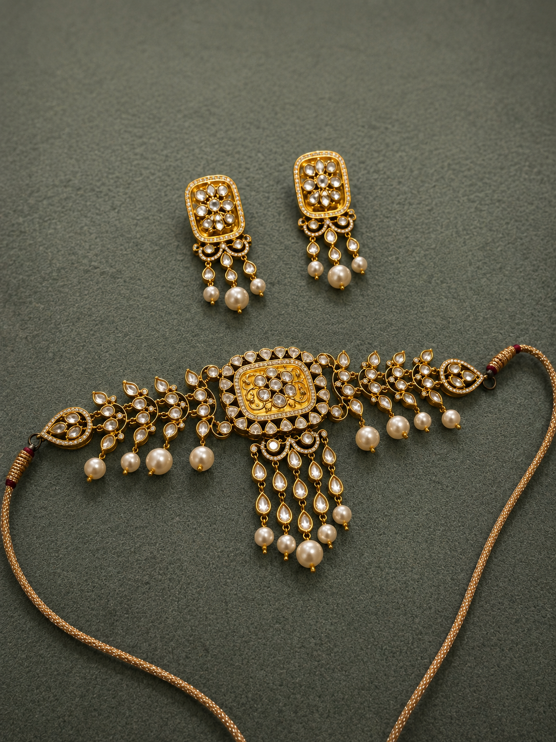 Victorian Polki Pearl Choker Set no