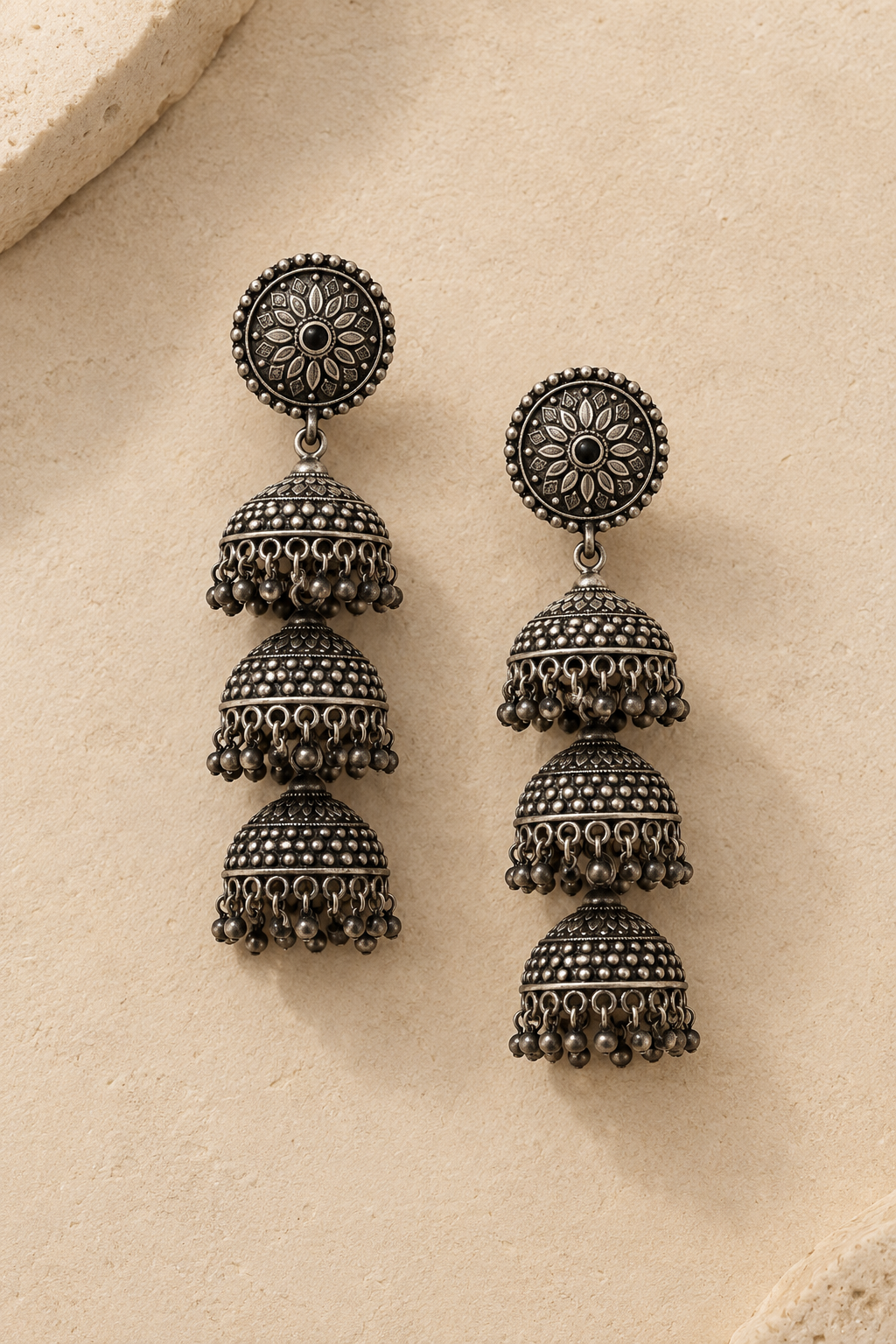 Noor Jhumka | Oxidised Silver Jhumka Earrings | Naazuk Jewels