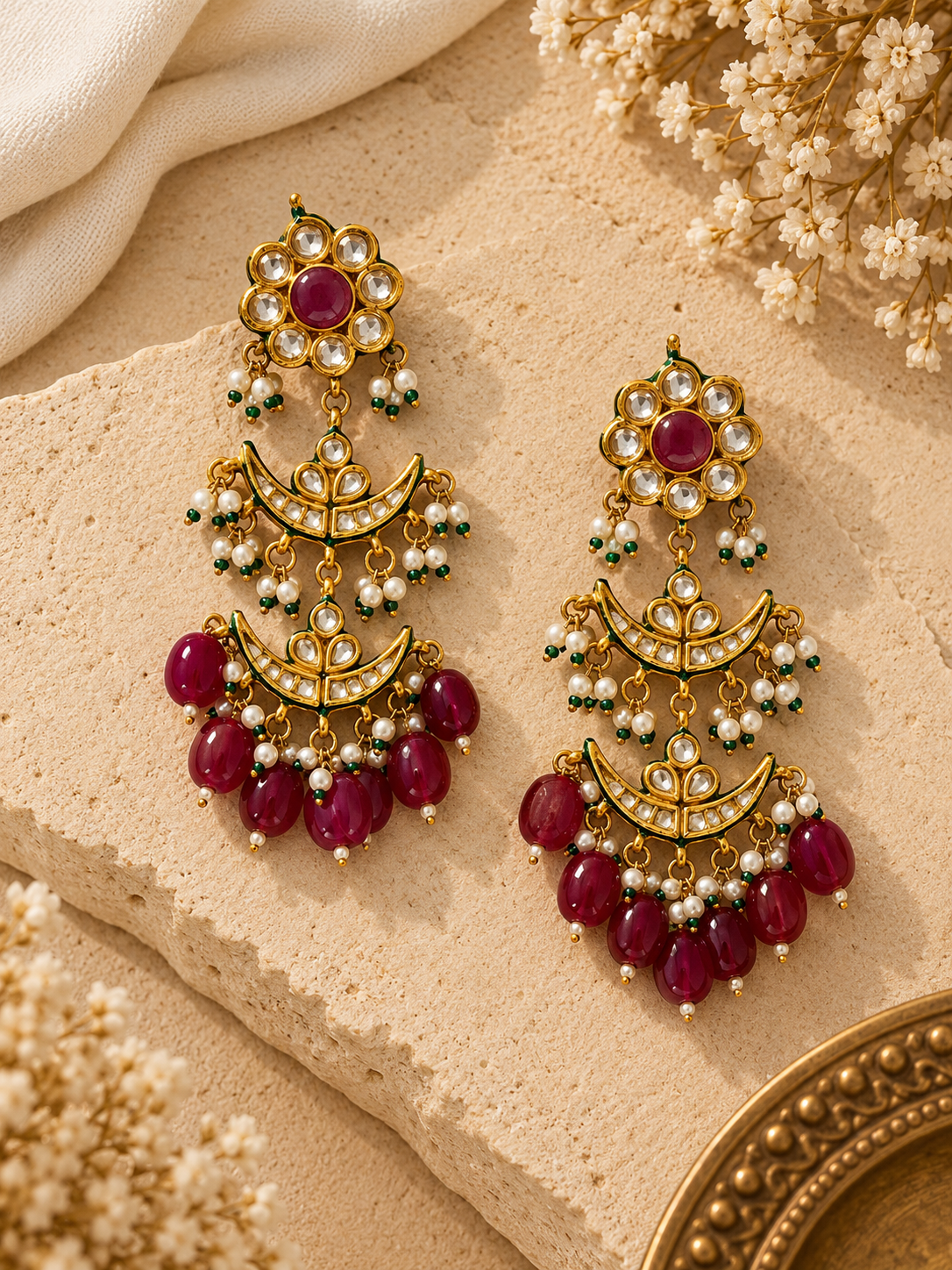 Royal Meenakari Pearl Statement Earrings| Heritage Festive Earrings