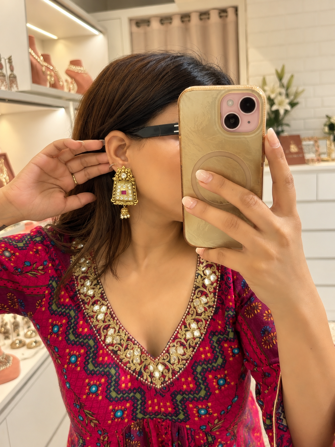 Aarzoo Ruby gold lookalike Chandbali