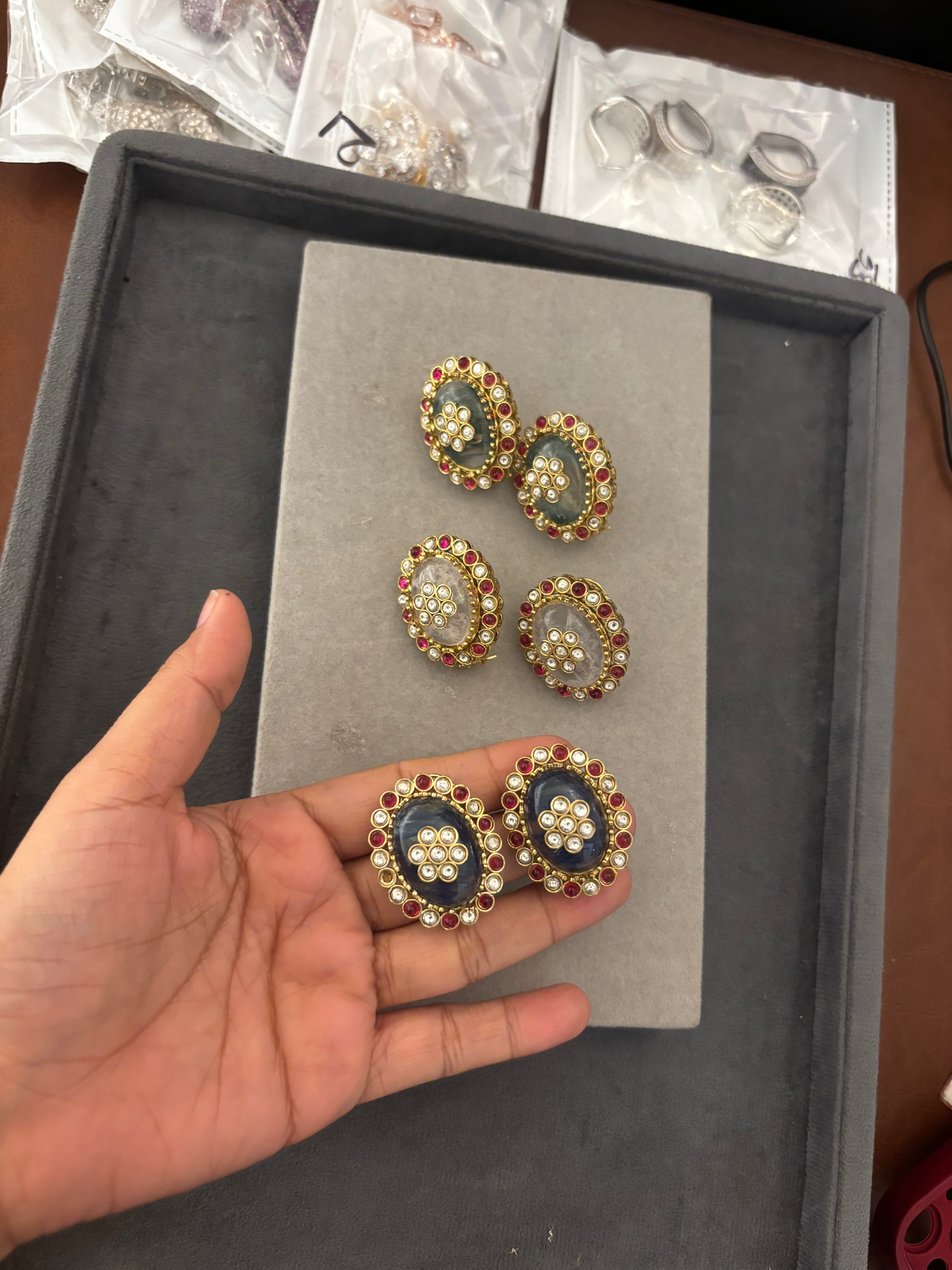 Doublet stone Stud Earrings
