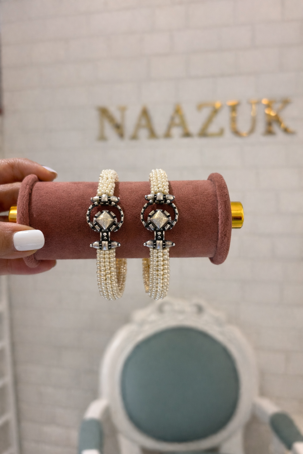 Noor-e-Safed Pearl & German Silver Kade