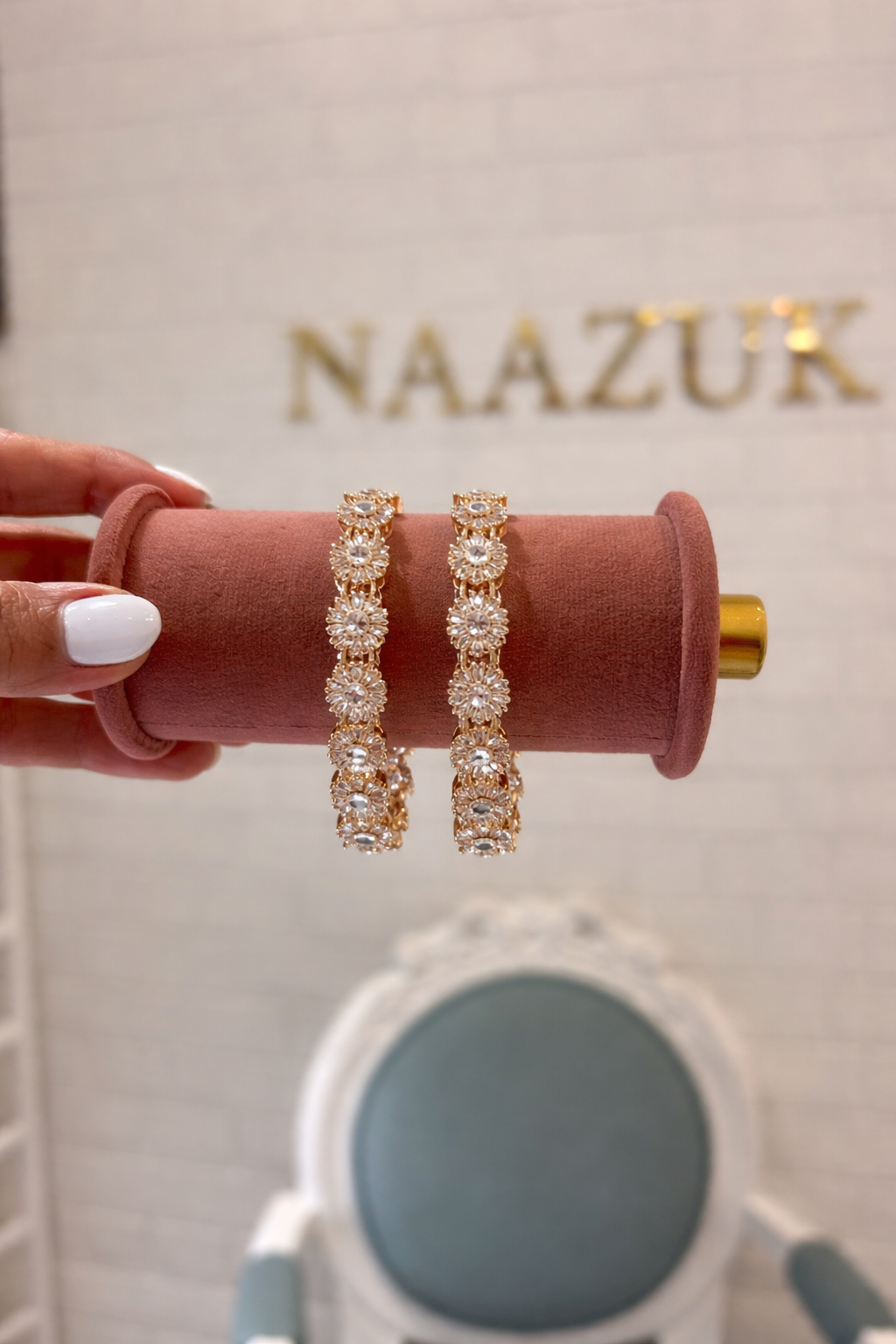 Rosé Diamond Floral Bangle