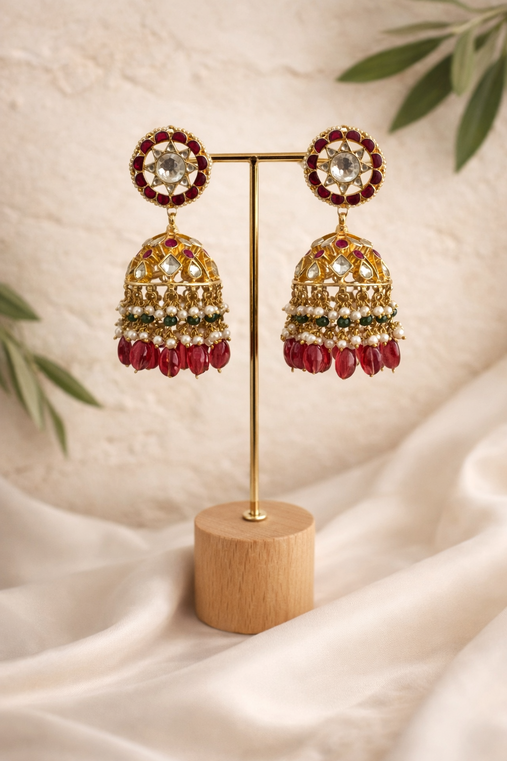 Soch Kundan Jhumka with Real Finish & 1 Gram Gold Plating