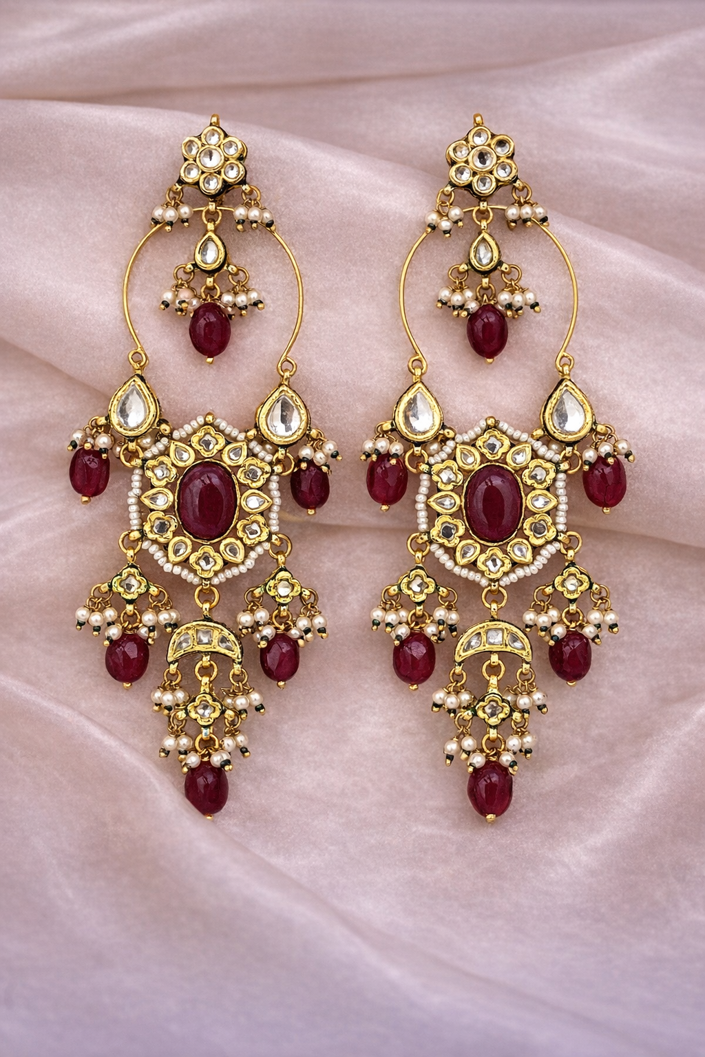 Noor Chandelier Earrings – Long Pakistani Style Statement Jewellery (Clearance Sale)