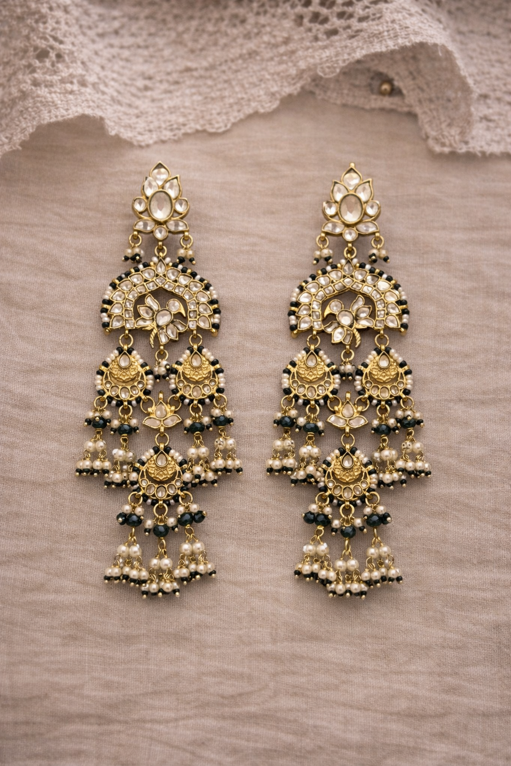 Royal Pachi Kundan Chandbali Earrings