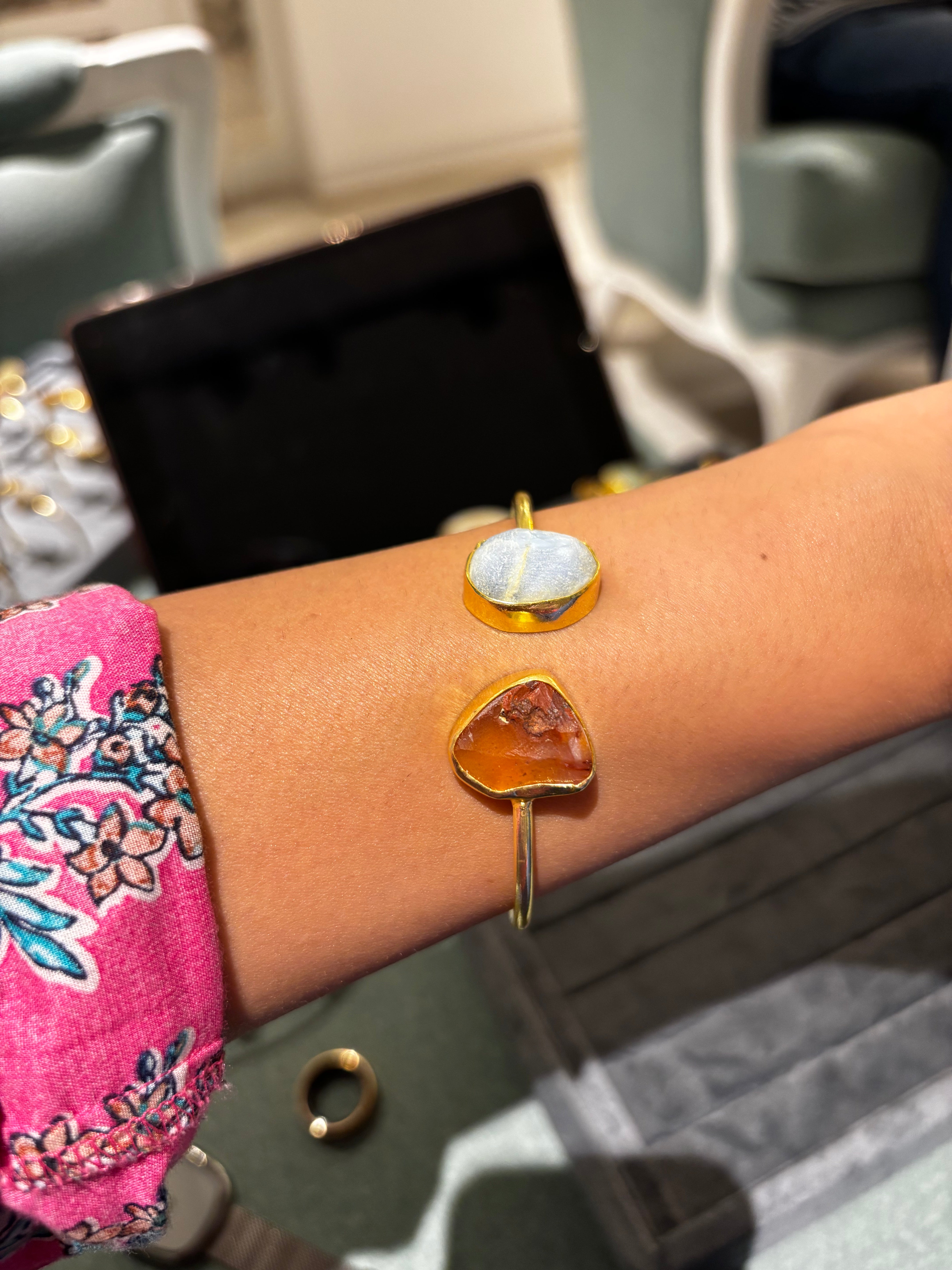 Solstice Moonstone & Carnelian Adjustable Cuff Brace
