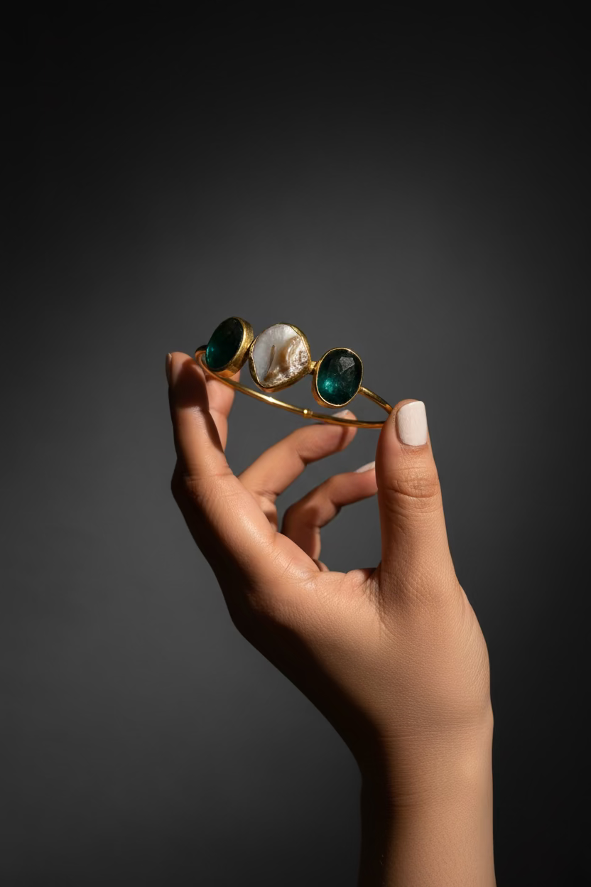Verdelle Aventurine & Solar Quartz Adjustable Cuff Brace