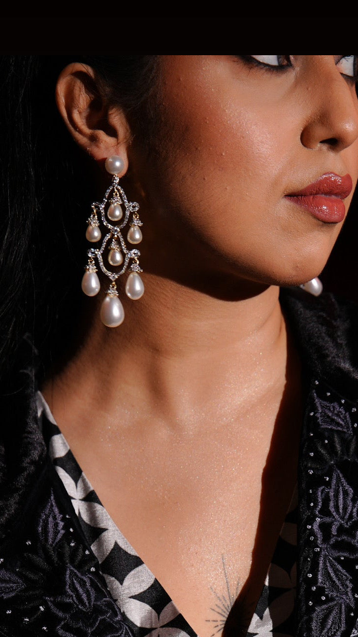 Ivory Grace Pearl Chandelier Earrings