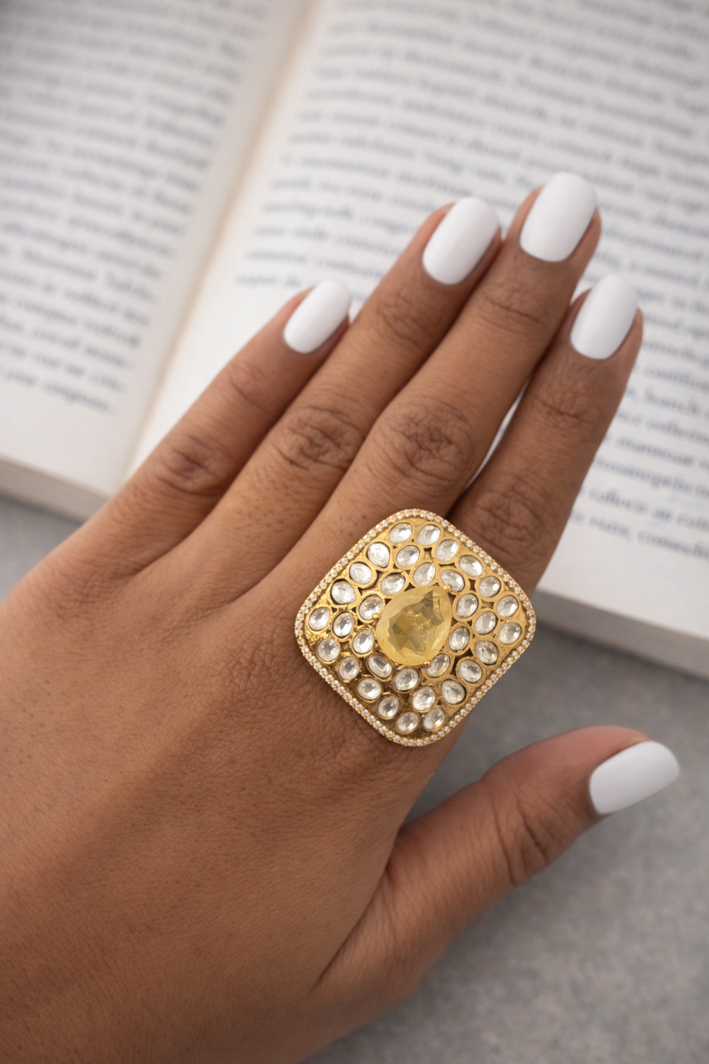 Aavira Polki Noor Ring – Royal Heritage Statement Jewellery (adjustable)