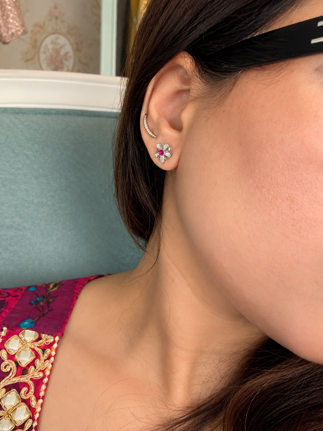 Blush Petal Trio floral Stud Earrings (92.5 Silver)